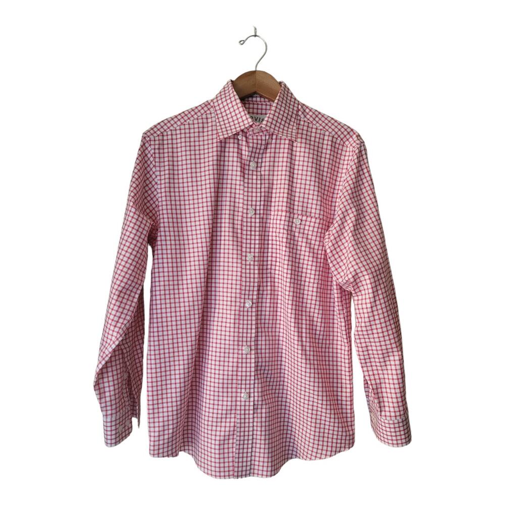 Orvis Button Down Shirt Mens Size Medium Red White Plaid Pocket Long‎ Sleeve